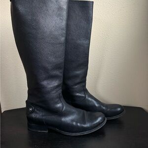 FRYE Melissa Button Back Zip Black Leather Boots Size 8.5